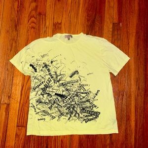 EUC Burberry Graphic Sketch Scribble Logo T-Shirt Bright Lemon Yellow Unisex XL
